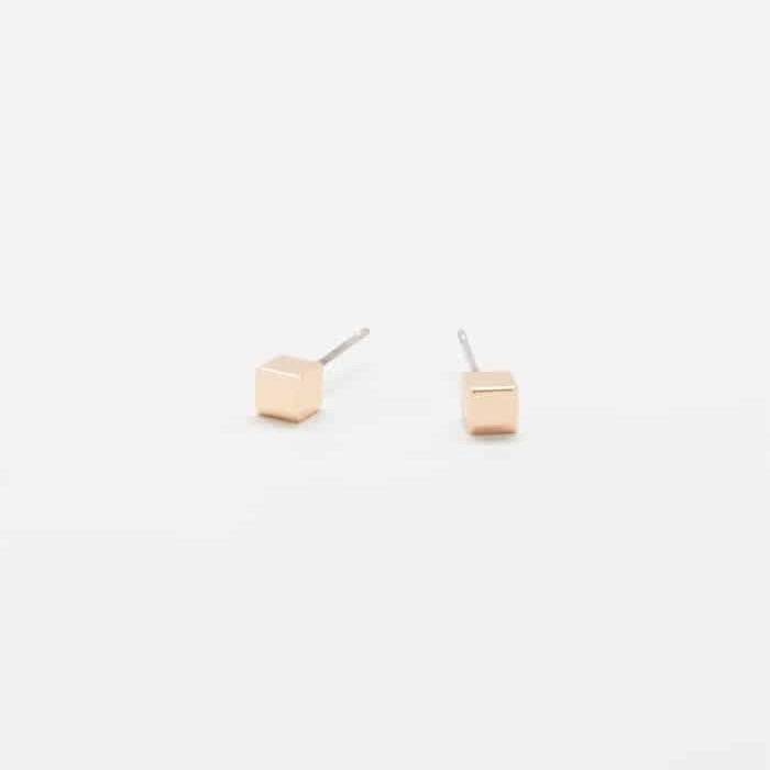 Tiny Gold Cube Square Earrings - Admiral Row