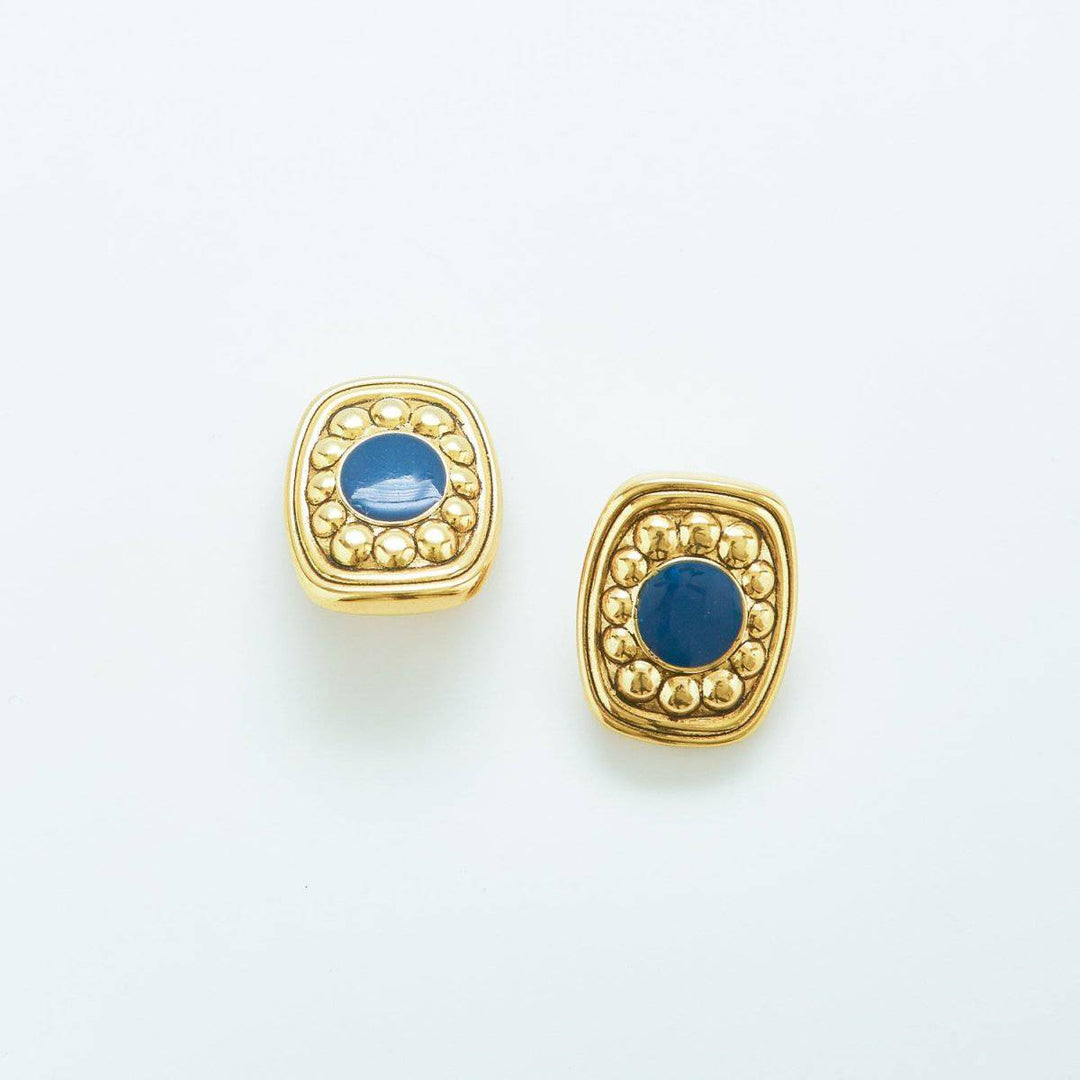 Vintage Black and Gold Rectangle Medallion Earrings | Admiral Row