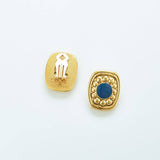 Vintage Black and Gold Rectangle Medallion Earrings - Admiral Row