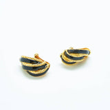 Vintage Black and Gold Ribbon Earrings