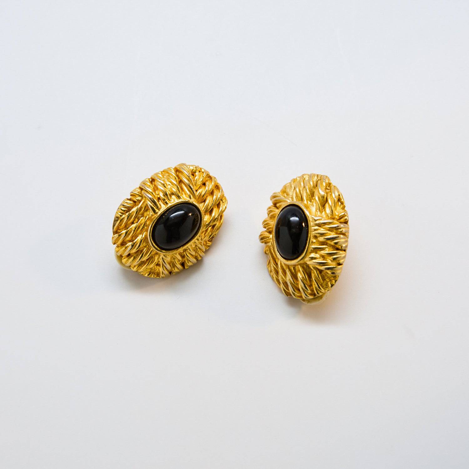 Vintage Black and Gold Woven Earrings - Admiral Row