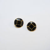 Vintage Black Diamond Enamel Earrings