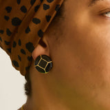 Vintage Black Diamond Enamel Earrings