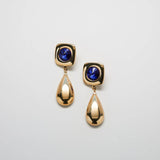 Vintage Blue and Gold Statement Drop Earrings - Admiral Row