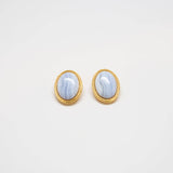 Vintage Blue Lace Agate Cameo Earrings - Admiral Row
