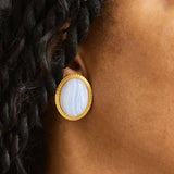 Vintage Blue Lace Agate Cameo Earrings - Admiral Row