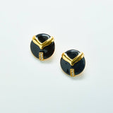 Vintage Daria Gold Black and Pave Earrings