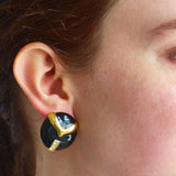 Vintage Daria Gold Black and Pave Earrings