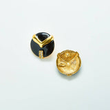 Vintage Daria Gold Black and Pave Earrings