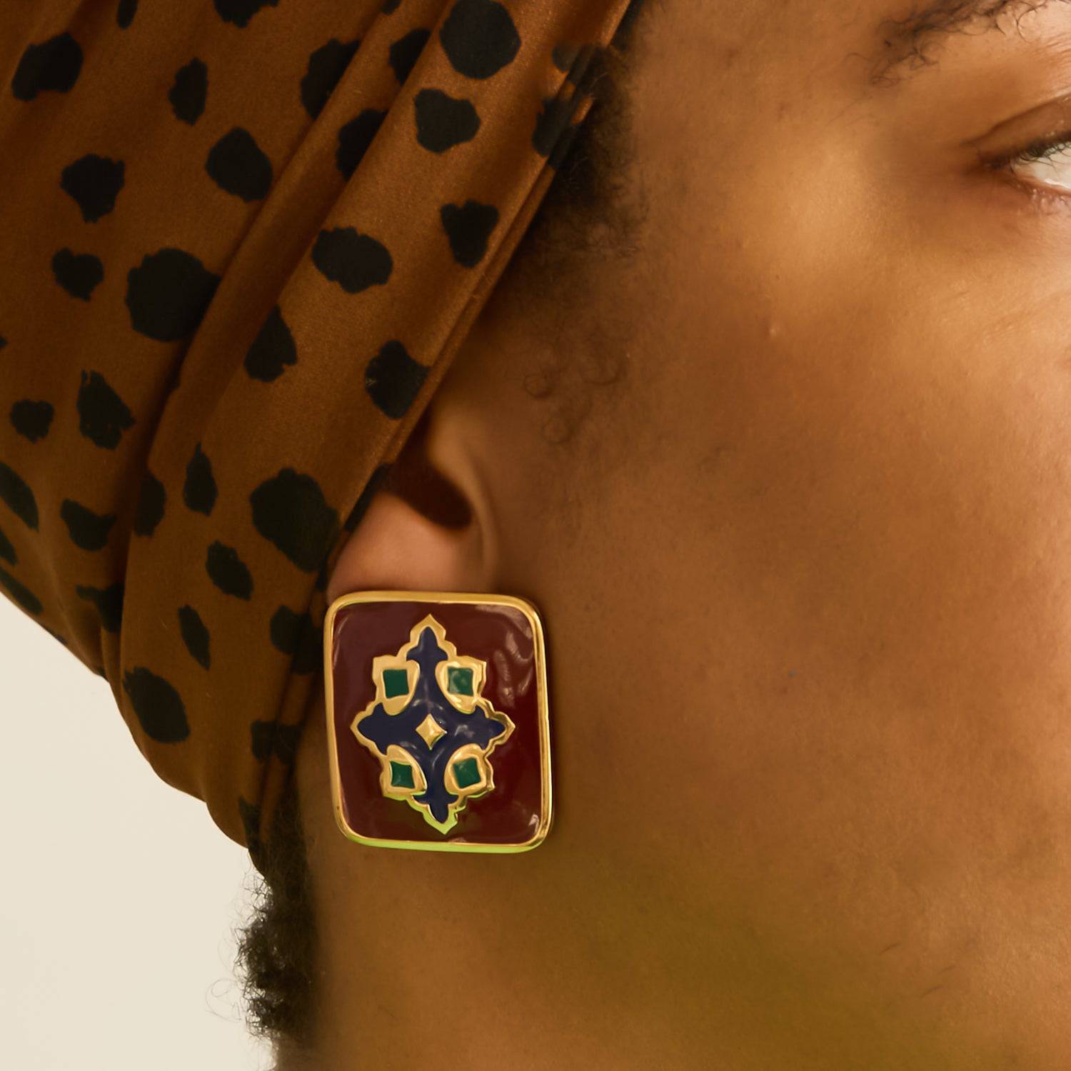 Vintage Enamel Crest Earrings - Admiral Row