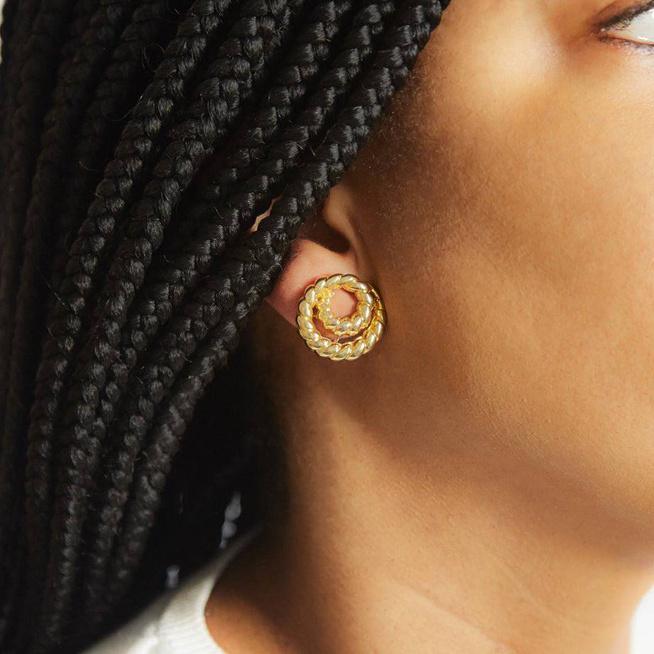 Vintage Erwin Pearl Rope Twist Stud Earrings - Admiral Row