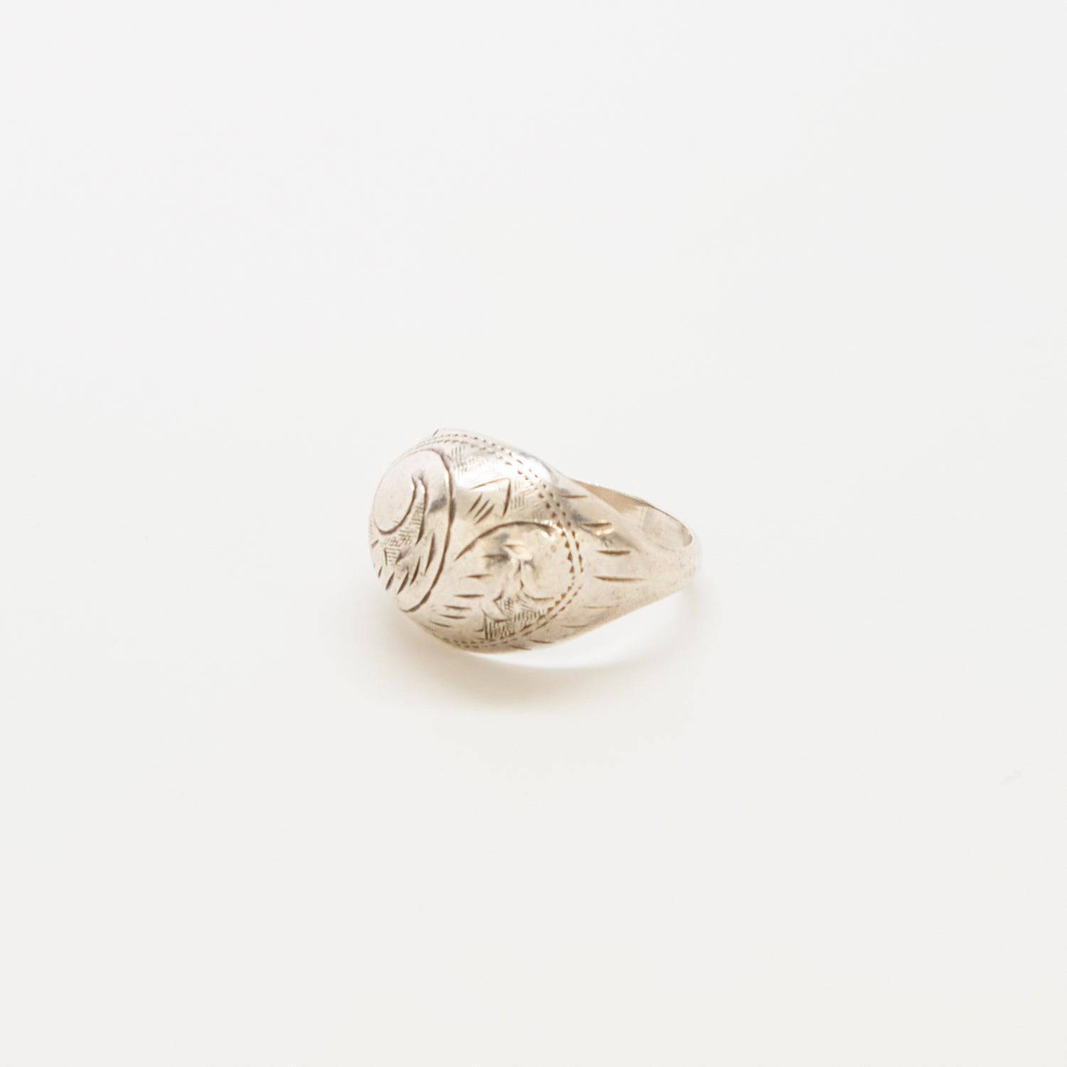 Vintage Etched Silver Dome Ring - Admiral Row
