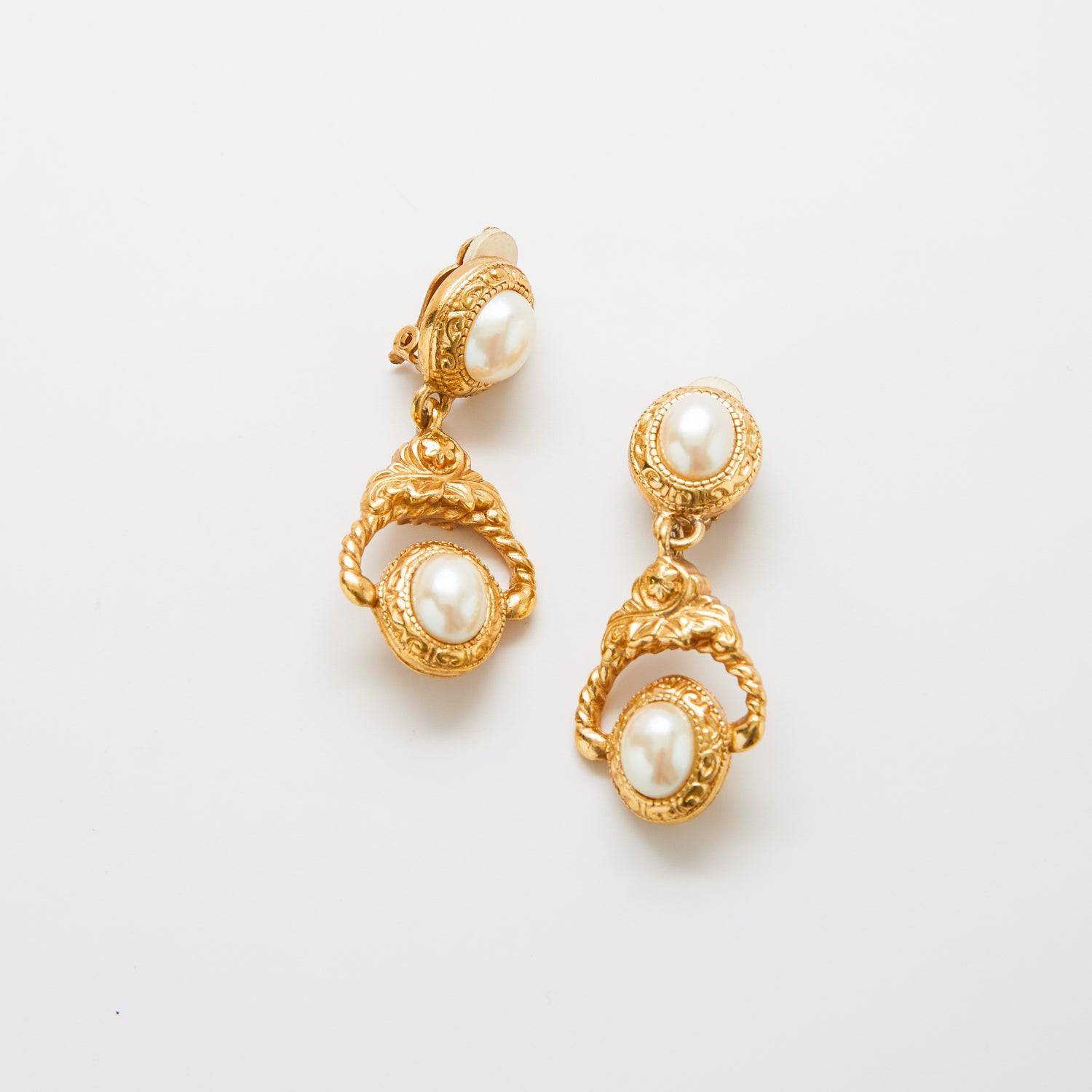Vintage Givenchy Pearl And Floral Earrings - Admiral Row