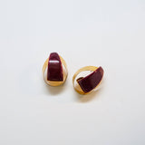 Vintage Gold and Maroon Ribbon Earrings