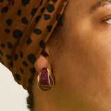 Vintage Gold and Maroon Ribbon Earrings