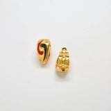 Vintage Gold, Black, and Red Earrings