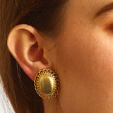 Vintage Gold Chain Cameo Earrings