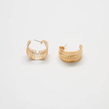 Vintage Gold Embossed Wide Hoop Earrings