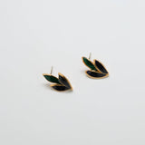 Vintage Gold, Green and Black Leaf Earrings