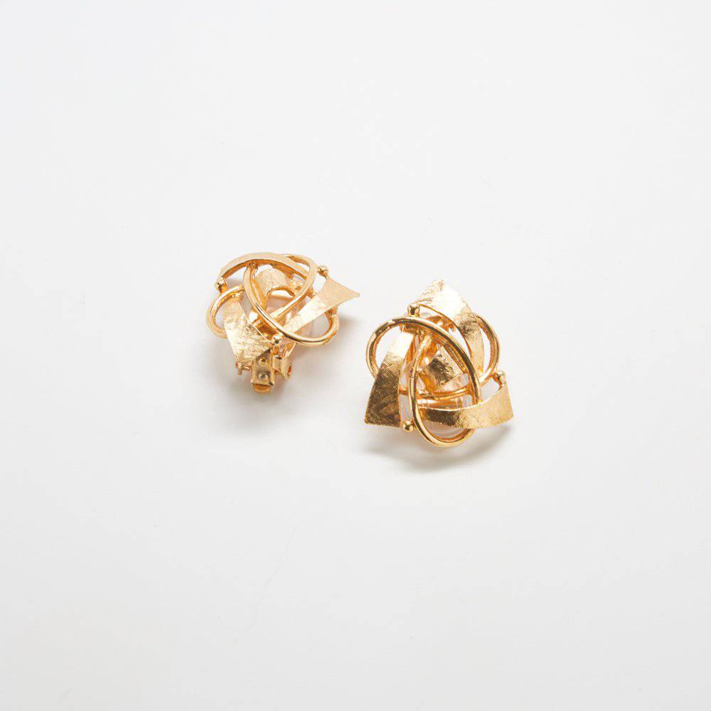 Vintage Gold Triangle Swirl Earrings - Admiral Row
