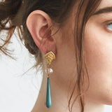 Vintage Green and Gold Dangle Earrings