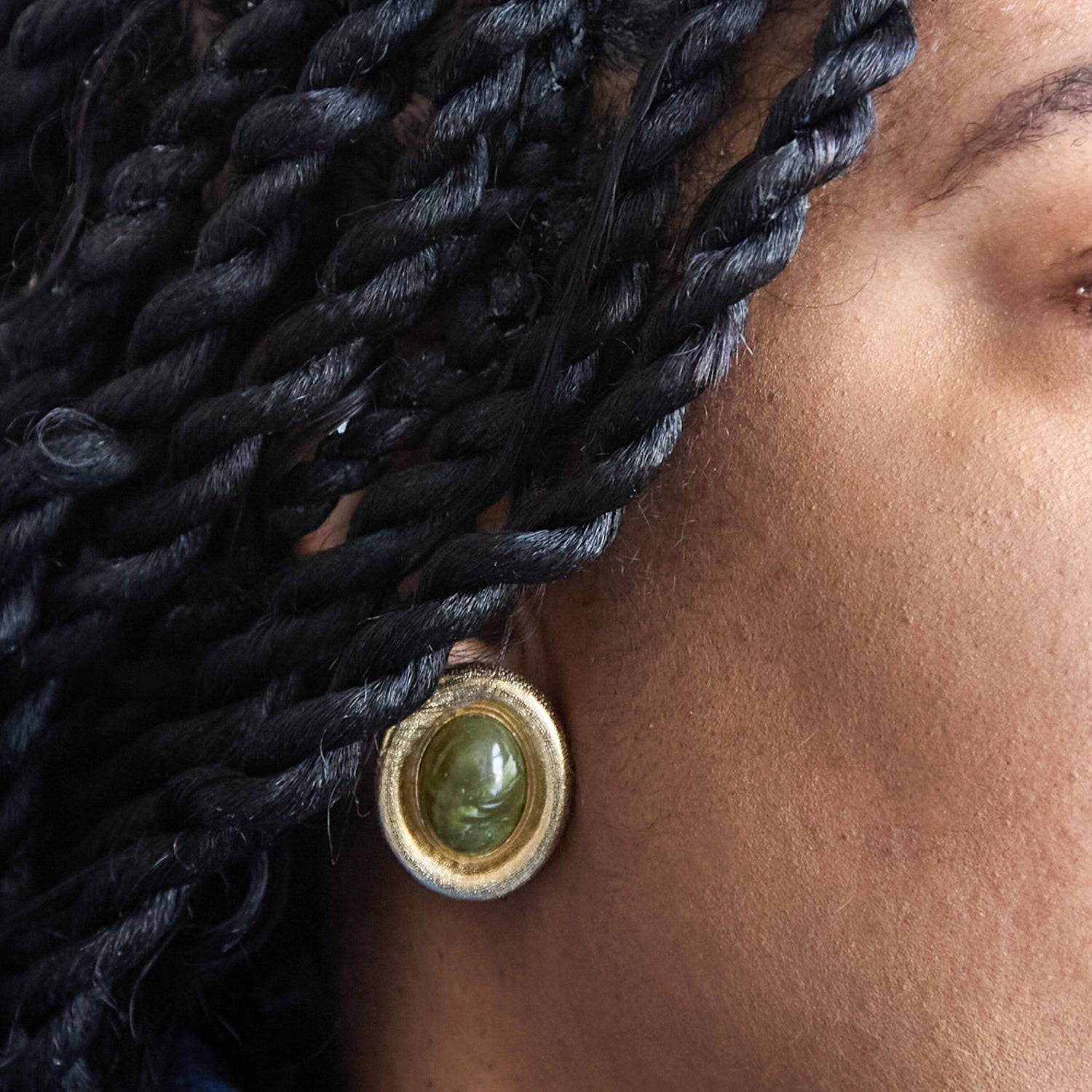 Vintage Jade Cameo Earrings - Admiral Row