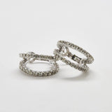 Vintage Les Bernard Silver Double Pavé Hoop Earrings