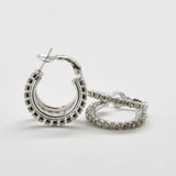 Vintage Les Bernard Silver Double Pavé Hoop Earrings