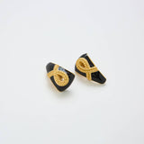 Vintage Monet Gold & Black Half Hoop Earrings - Admiral Row