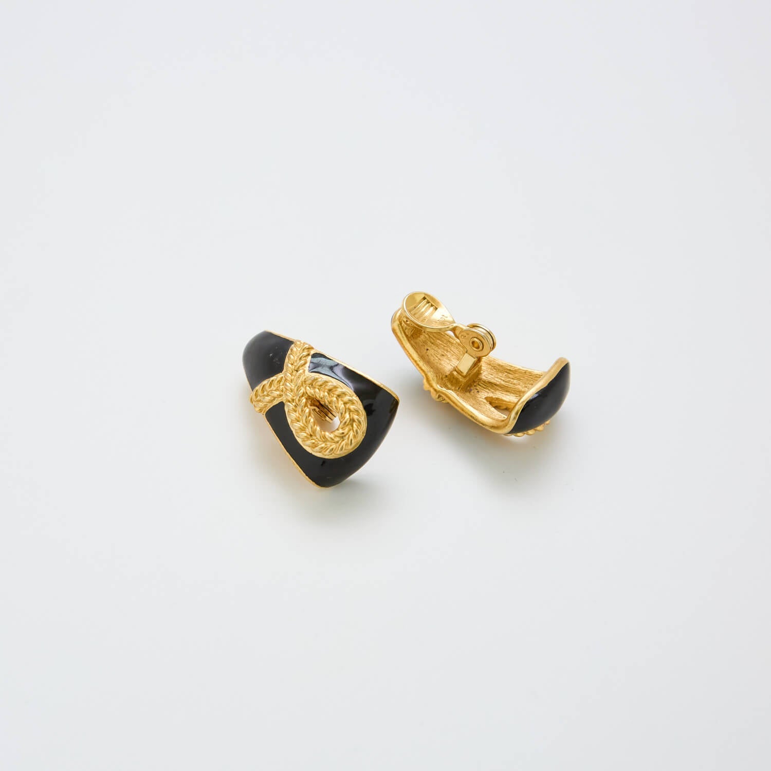 Vintage Monet Gold & Black Half Hoop Earrings - Admiral Row
