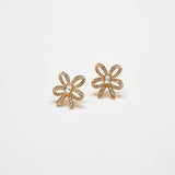 Vintage Pavé Gold Bow Earrings