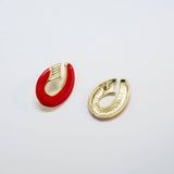 Vintage Red And Gold Swoop Earrings