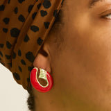 Vintage Red And Gold Swoop Earrings