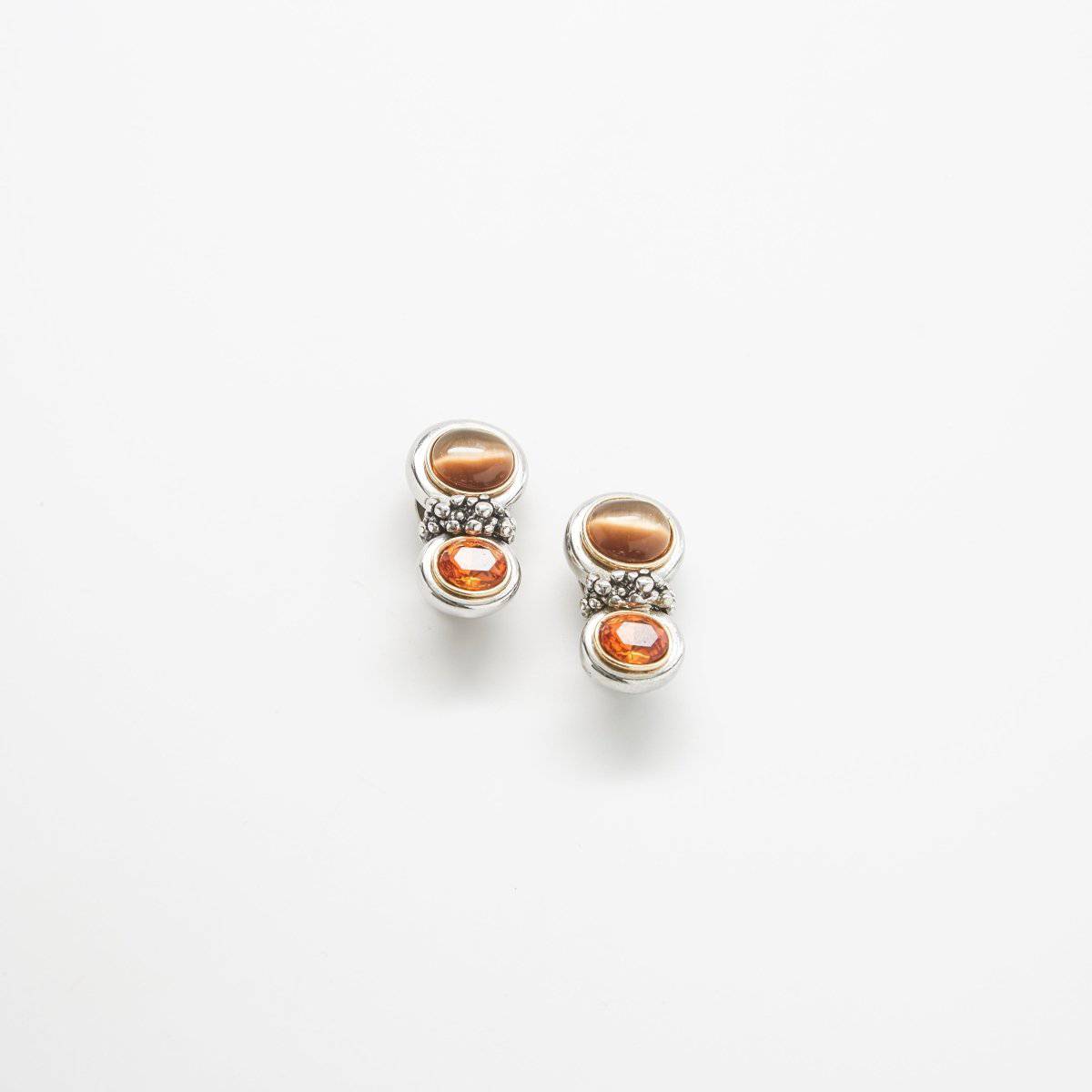 Vintage Silver Cat Eye Clip-on Earrings - Admiral Row