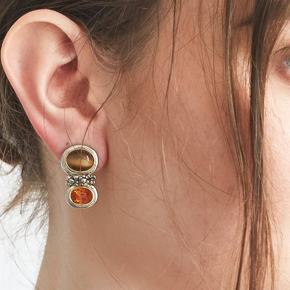 Vintage Silver Cat Eye Clip-on Earrings - Admiral Row