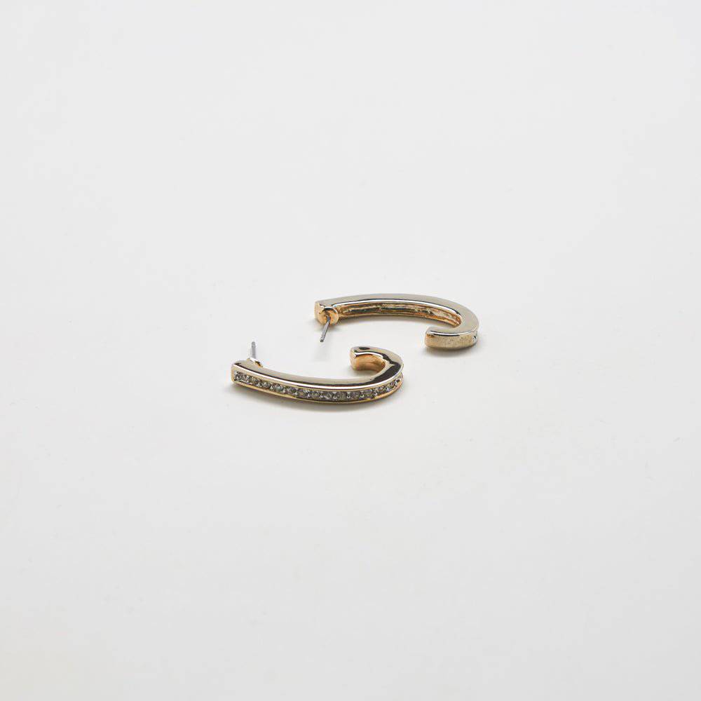 Vintage Silver CZ Oval Hoop Earrings - Admiral Row