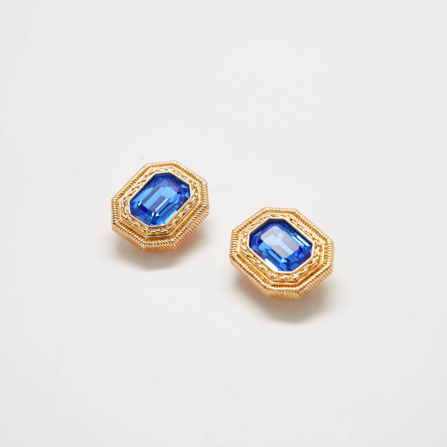 Vintage Swarovski Blue and Gold Earrings - Admiral Row