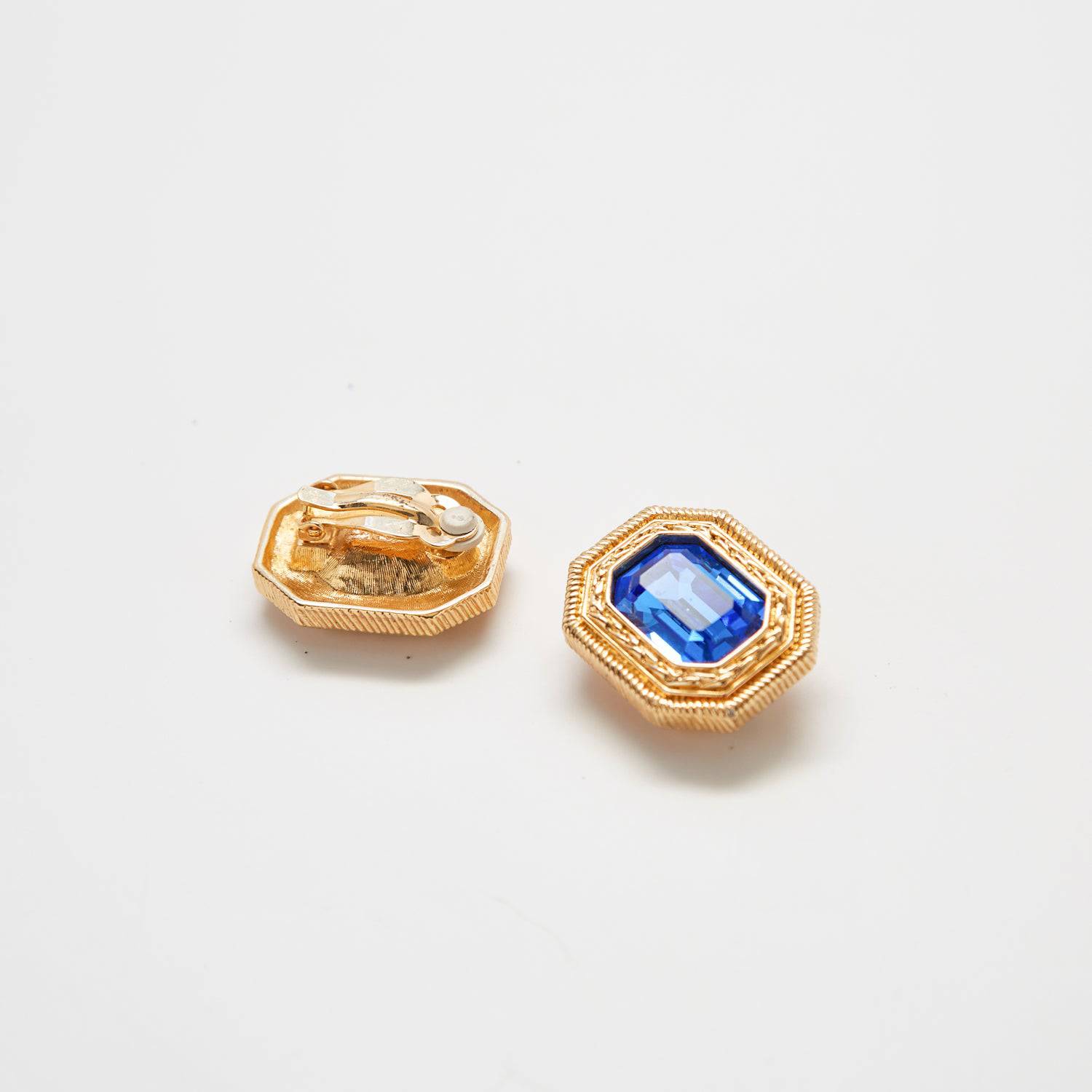 Vintage Swarovski Blue and Gold Earrings - Admiral Row