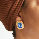 Vintage Swarovski Blue and Gold Earrings - Admiral Row