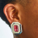 Vintage Swarovski Silver and Pink Earrings - Admiral Row