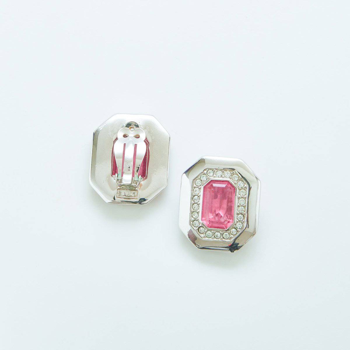Vintage Swarovski Silver and Pink Earrings - Admiral Row