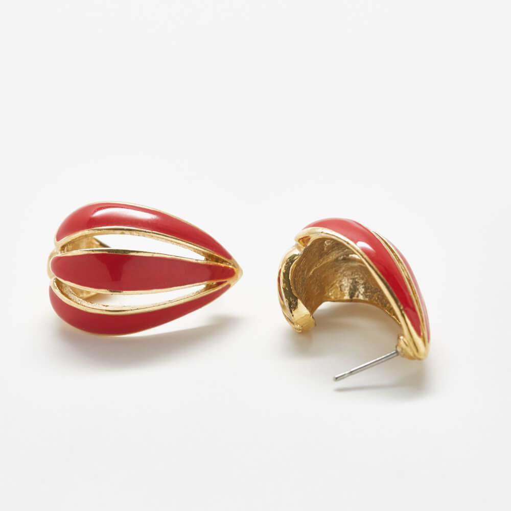 Vintage Trifari Red Petal Drop Earrings - Admiral Row