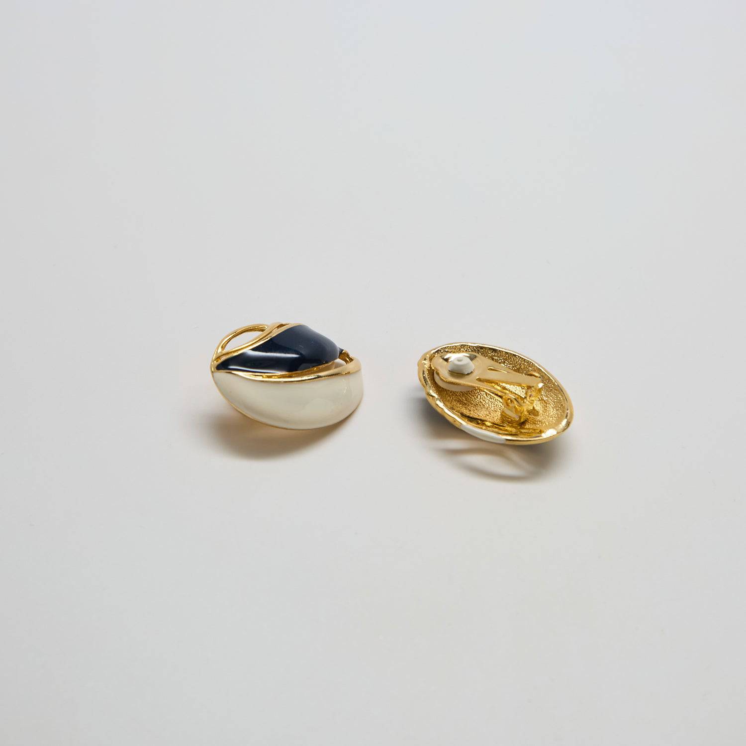 Vintage White and Navy Flourish Earrings - Admiral Row