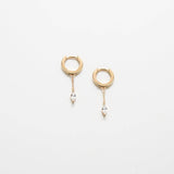 White CZ Short Chain Huggie Earrings - Admiral Row