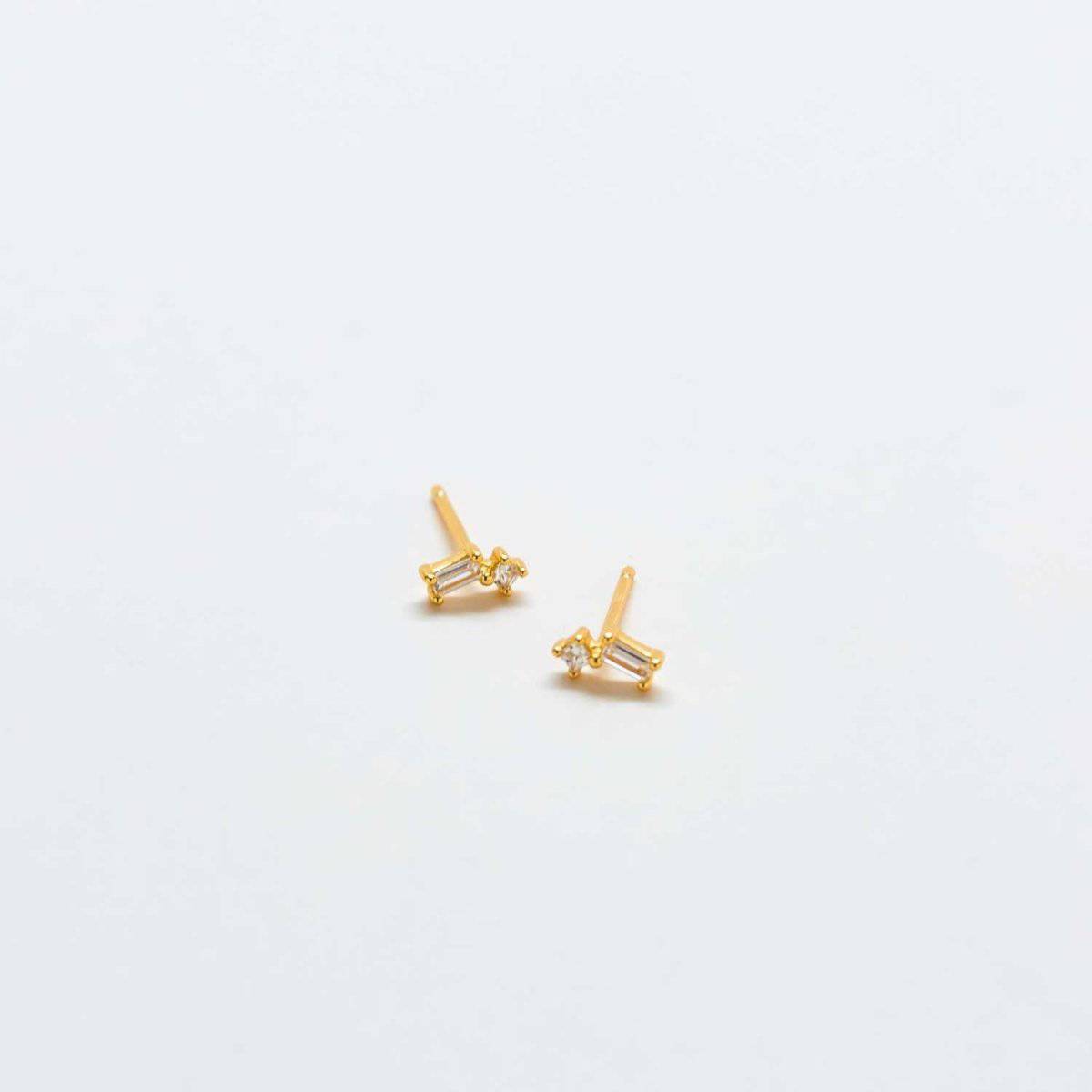 White Geo Baguette Gold Studs - Admiral Row
