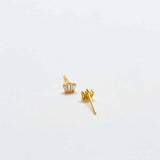 White Trio Baguette Gold Studs - Admiral Row