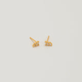 White Triple Baguette Gold Studs