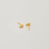 White Triple Baguette Gold Studs