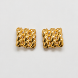 Vintage Gold Woven Square Clip-On Earrings