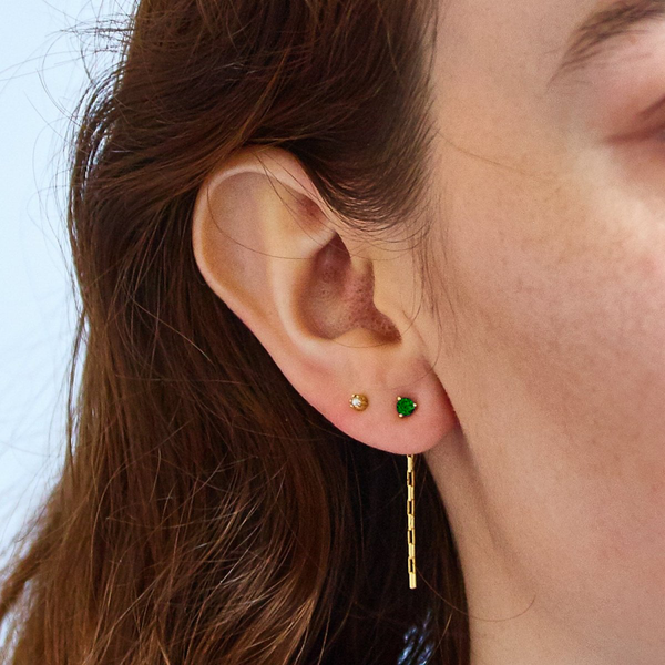 Green CZ Chain Jacket Earrings